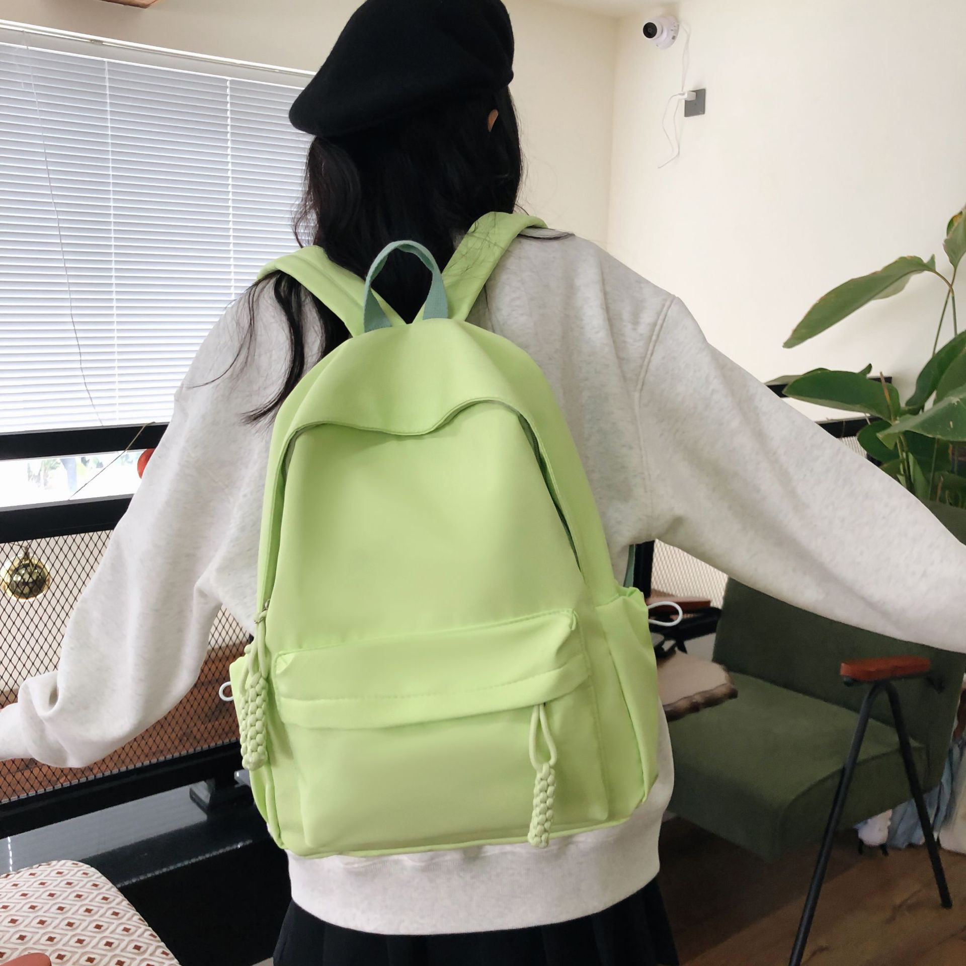 Pure Color Clean Version Dual Shoulder Bag Trendy Cool University Student Backpack Lightweight Versatile For Girls Travel And Class Backpack Fashion