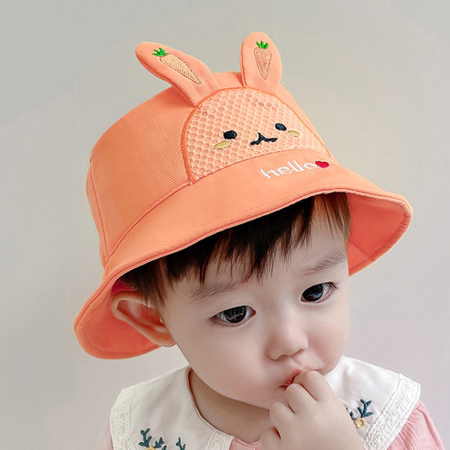Wholesale Spring and Autumn New Baby Hat Fisherman Hat Sun Hat Unisex Toddler Cartoon Carrot Rabbit Bucket Hat C246