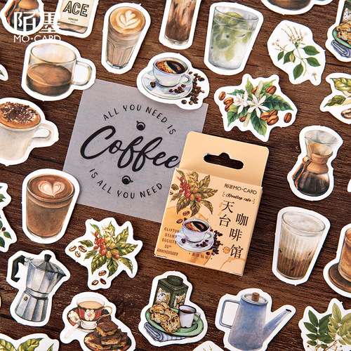 Momo cross-border boxed sticker collection retro plant and flower handbook diy decorative self-adhesive sealing stickers