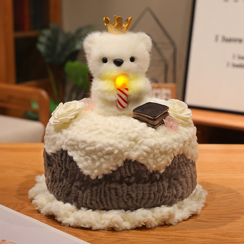 Animal encantador muñeca de peluche pastel de cumpleaños muñeca de regalo creativo muñeca de peluche juguetes de peluche decoración de la sala de estar