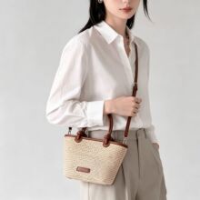 夏天度假沙滩风草编包手提编织包2026新款洋气绳结菜篮子包斜挎包