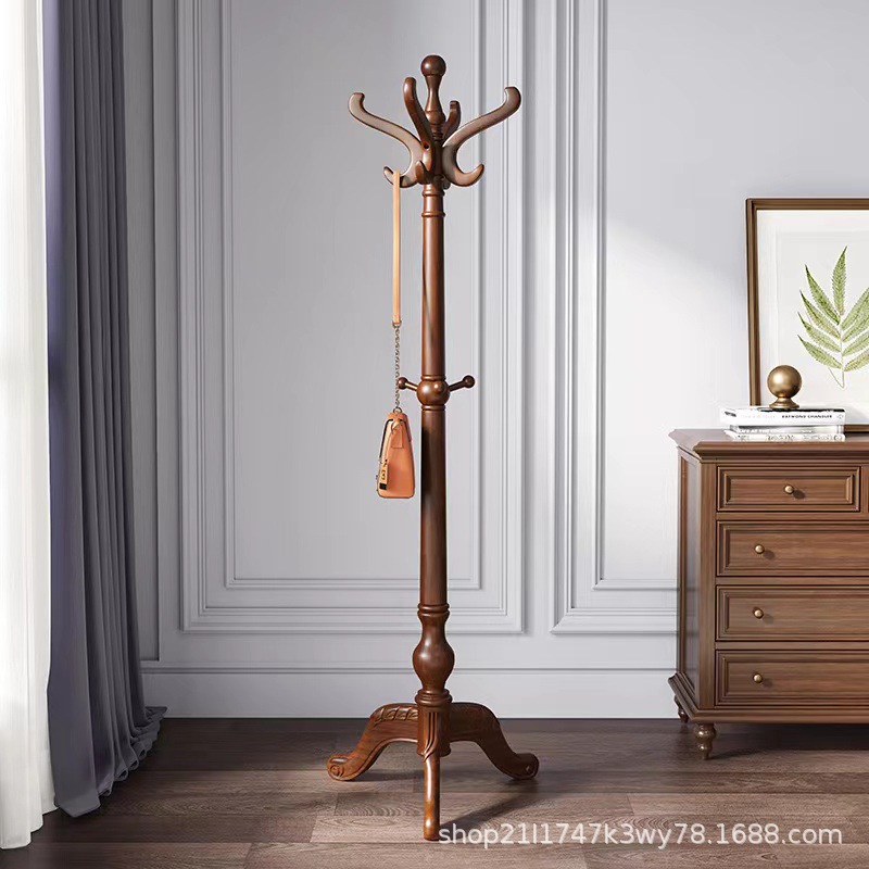 All Solid Wood Floor Vertical Hanger Household Coat Rack Living Room Bedroom Office Chinese Style Indoor Hanger Clothes