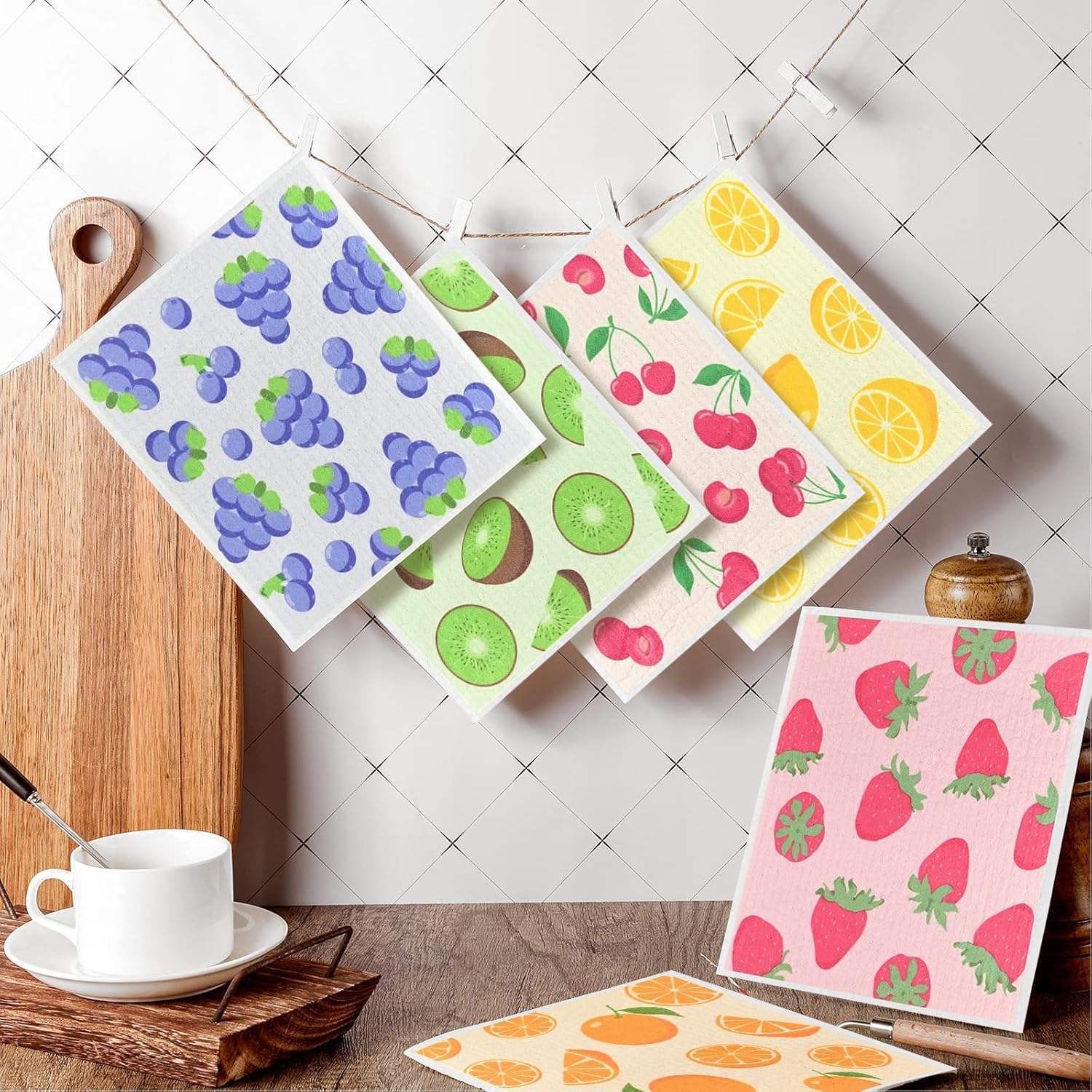 Toallas suecas alemanas dm toallas absorbentes de agua sin aceite eco pulpa de algodón impresa toallas de cocina