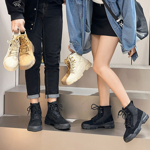 Canvas shoes  new fashion women's boots winter high-top couple's short boots British style casual Martin boots men's shoes
