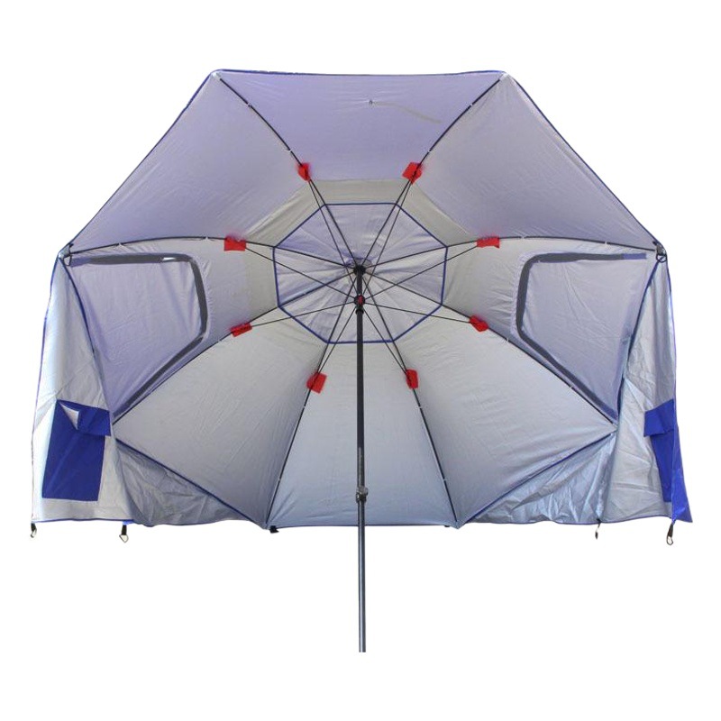 Hot-Selling Outdoor Beach Umbrella with Sun Protection Silver Coating, Camping Sunshade Umbrella, Windproof with Window, Fishing Umbrella, Customizable