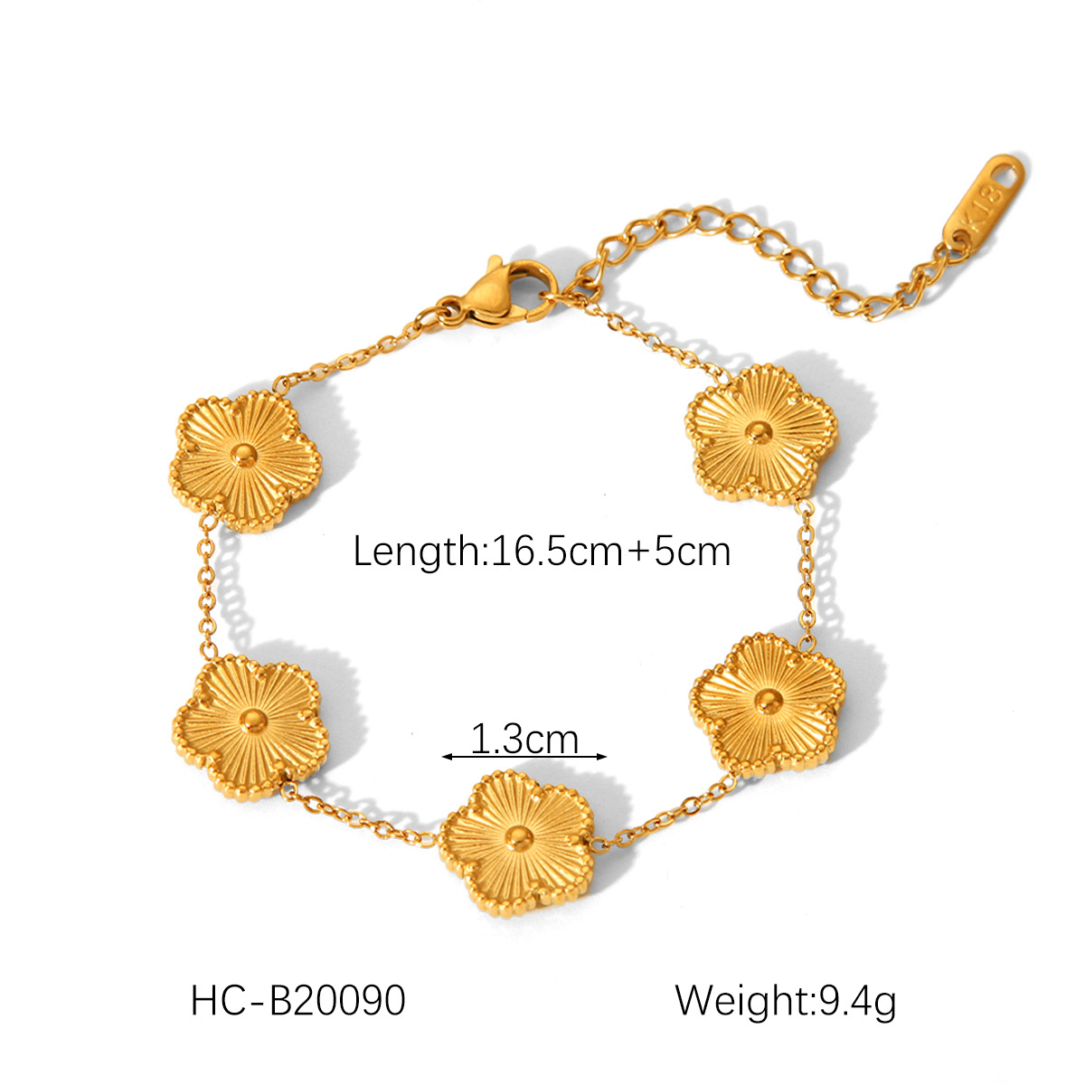 Europa y los Estados Unidos explotaron a través de fronteras, la suerte de cuatro hojas de acero de titanio pulsera dorada doble cara de acero inoxidable de cinco pétalos pulsera de flores joyería
