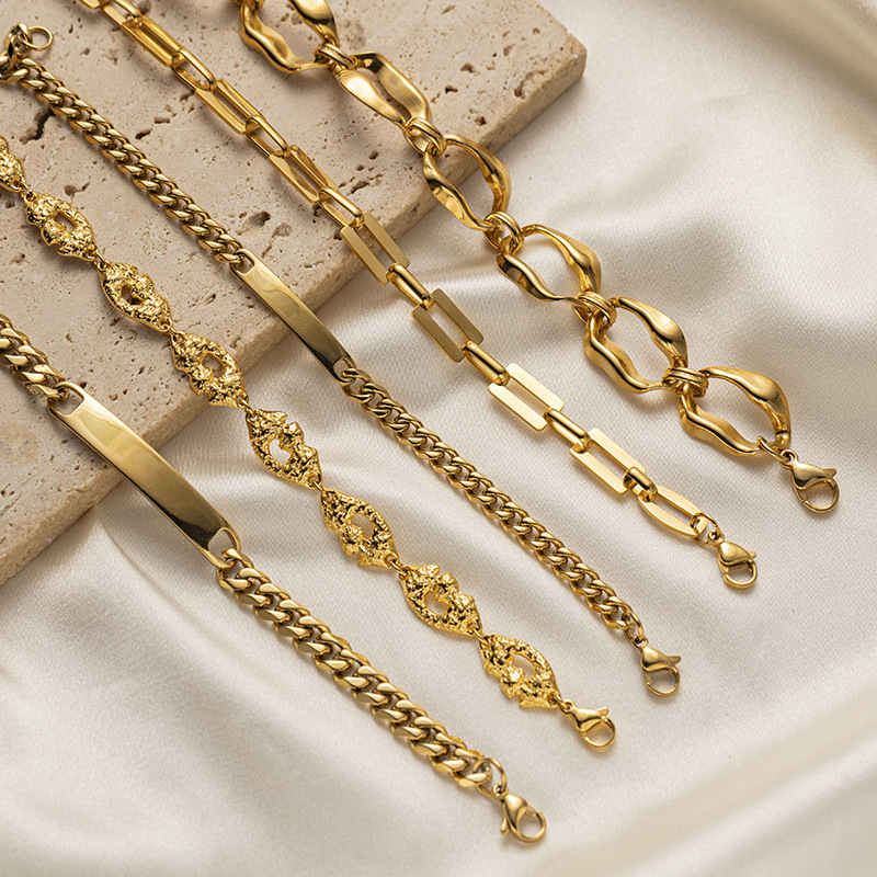 TENA Europa y América de moda 18 quilates de oro de acero inoxidable pulsera de mujeres transfronterizas de moda popular nueva superposición con joyas de mano