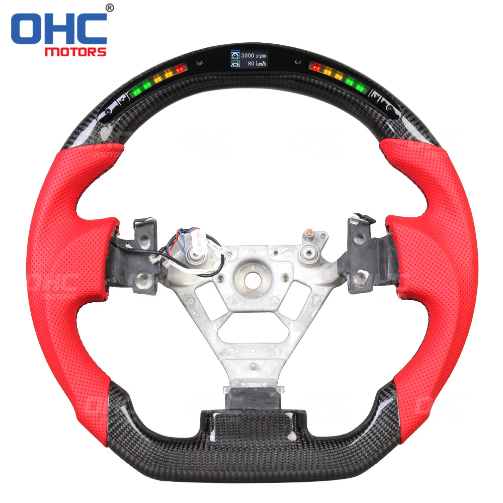 Suitable for Nissan 350Z perforated leather carbon fiber LED steering wheel red car modified steering wheel