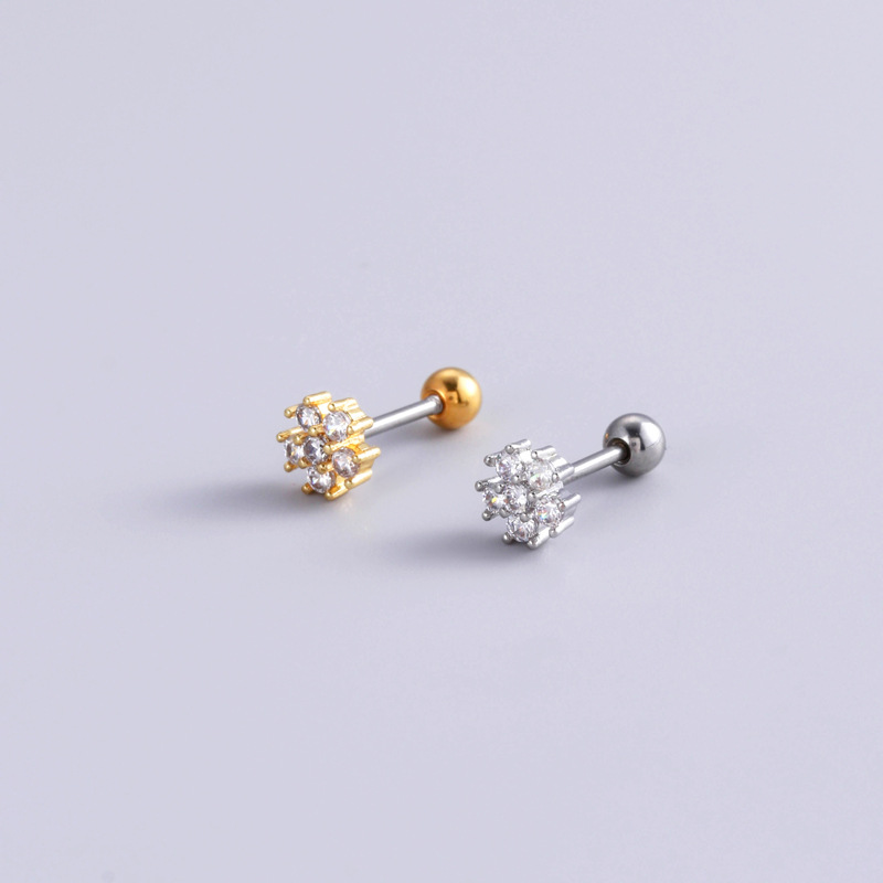 Street Occasion 316L Stainless Steel , Copper Material 1 Piece 316L Stainless Steel Copper Zircon Ear Cartilage Rings & Studs Heart Shape Waterproof Non Tarnish Surgical Steel