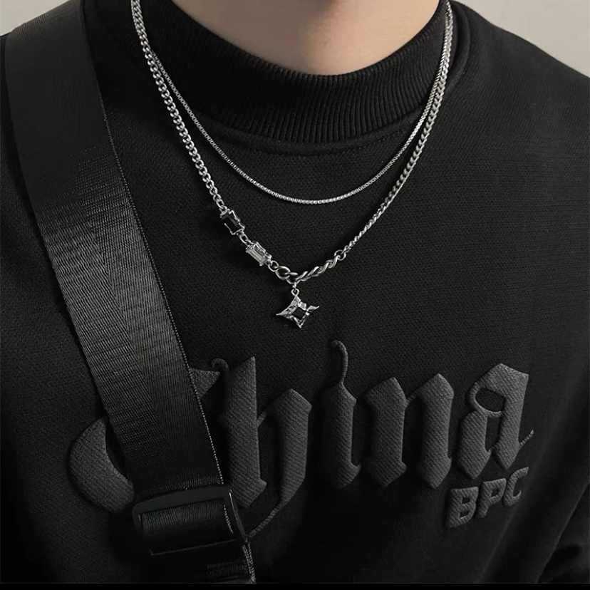Men's Figaro Chain Double Layer Star Necklace Hip Hop Jewellery_voghion.com