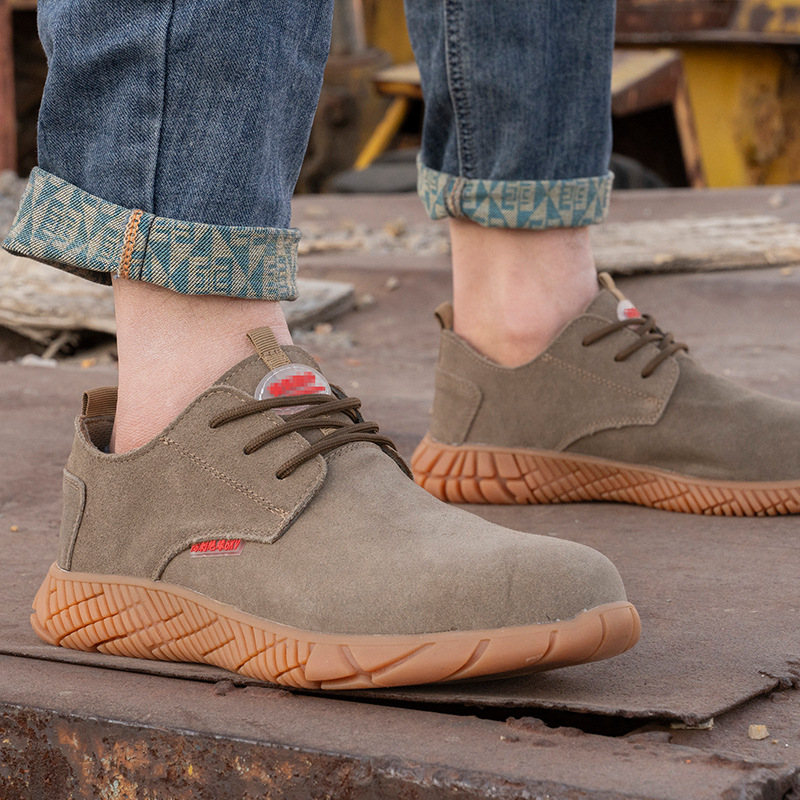 一脚蹬劳保鞋翻毛牛皮男士防砸防刺穿牛皮电焊工防滑耐磨劳保男鞋