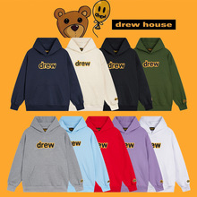 现货 drew笑脸字母卫衣加绒加厚连帽情侣衫比伯同款宽松外套男女