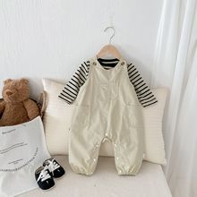 2025秋季新款韩版婴儿衣服男女宝宝工装背带裤套装连体衣两件套装