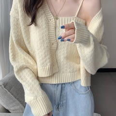 港味两件套毛衣辣妹短款针织开衫2025新款温柔风外套女春季秋复古