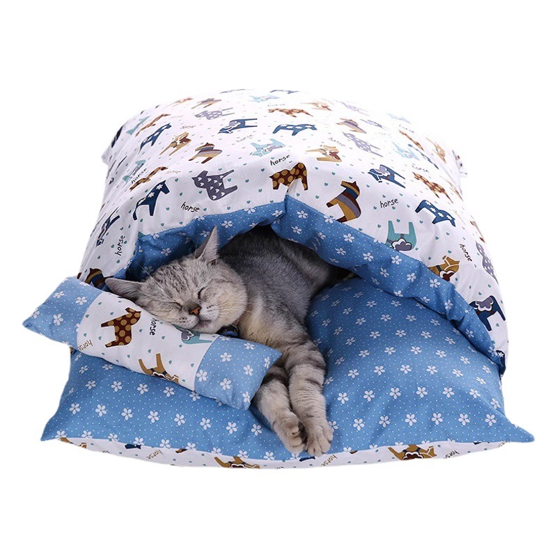 Gato mascota invierno dormir algodón Otoño e Invierno estilo japonés extraíble y lavable gato saco de dormir transfronterizo envío gratuito gato nido