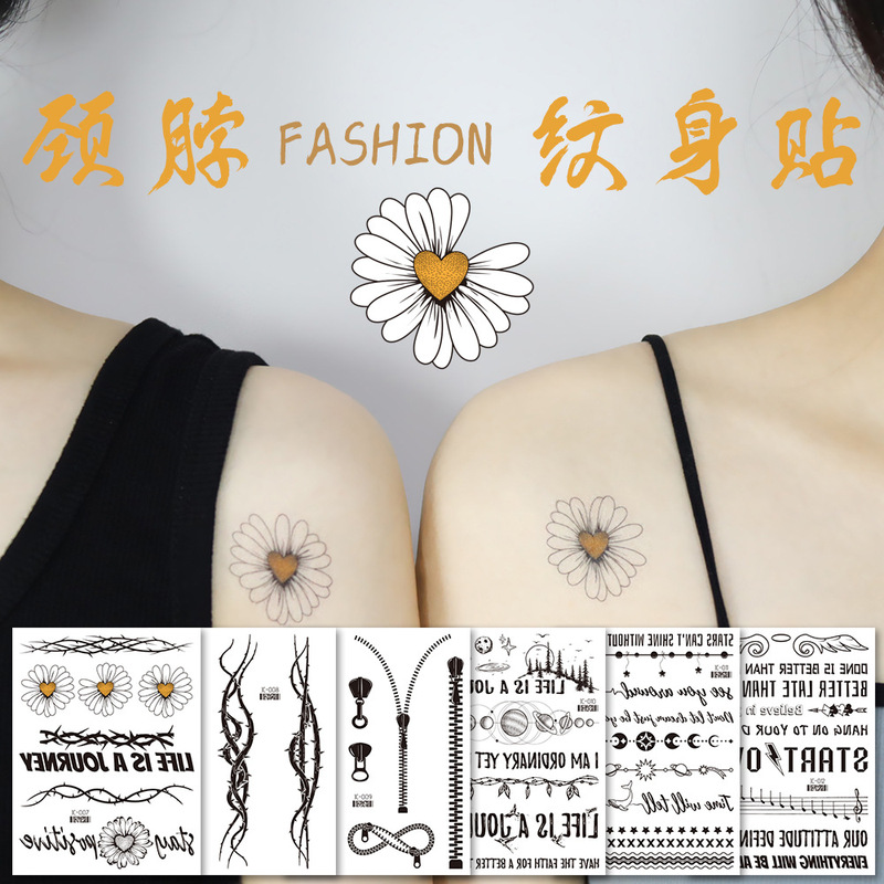 New tattoo stickers black letters neck stickers arm stickers personalized fashion party waterproof temporary cross-border supply