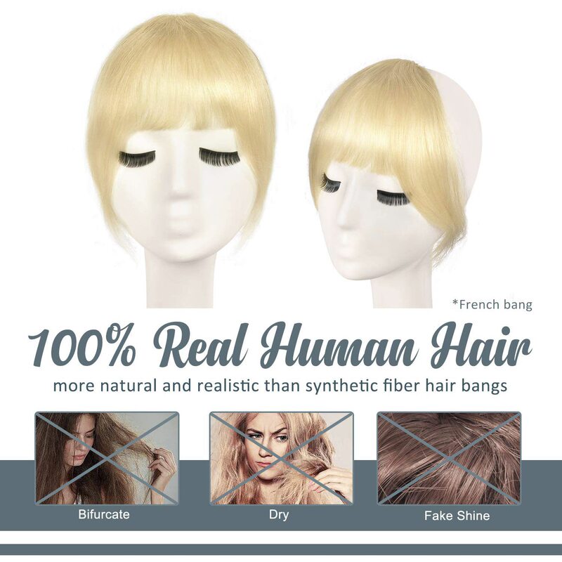 Real Human Hair Air Bangs Wig for Women, Full Real Human Hair with Sideburns, Cross-Border European and American Style 613 # French-Style Bangs 3D