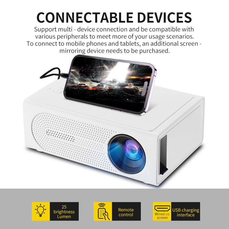 Cross-Border M200S Mini Projector Home Portable Led Micro Projector Hd 1080P Manufacturer Projector