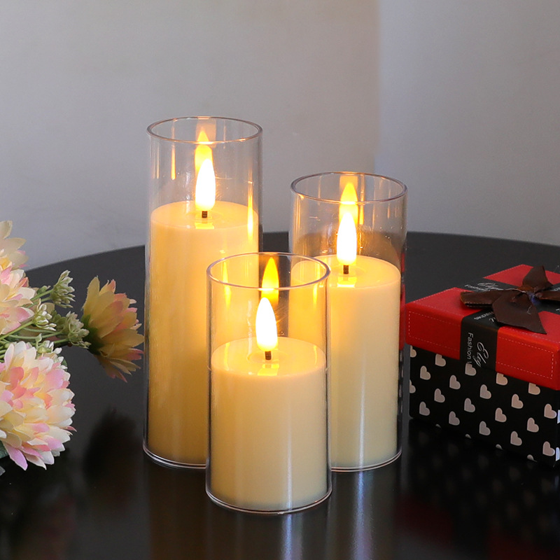 蜡烛3D慢闪子弹头亚克力仿真玻璃杯蜡烛灯生日派对装饰摇摆灯礼物