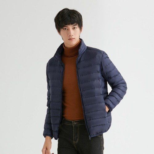 Japanese brand thin down cotton jacket for men with stand-up collar, 90 white down inner lining, large size winter coat outerwear for boys
