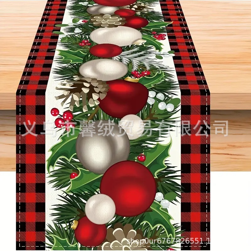 国境を越えて人気のある亜麻のテーブル旗クリスマスの家のレストランのリビングテーブルの室内の屋外の祝日の装飾テーブルクロス|undefined