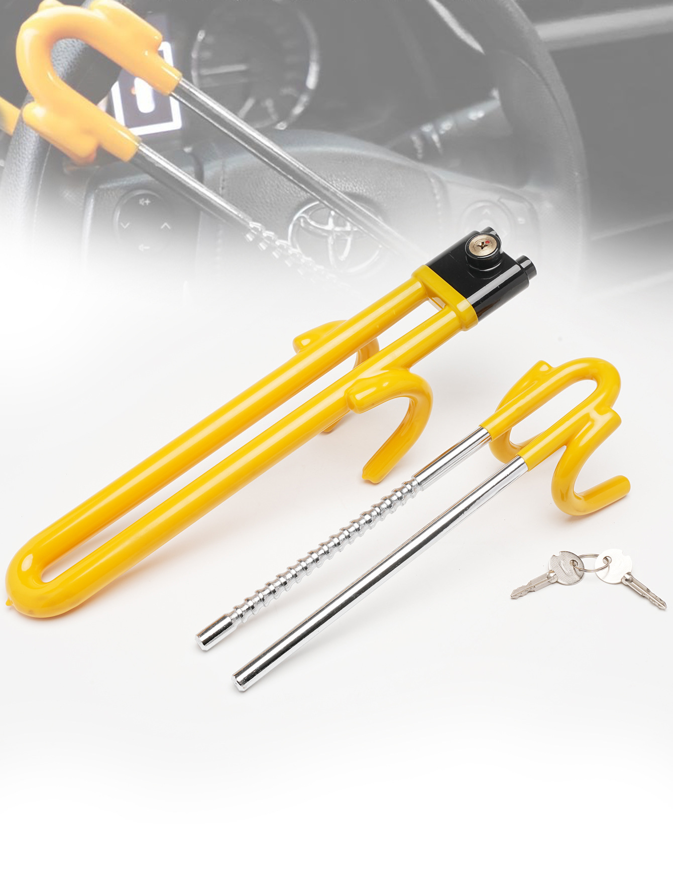 Car Steering Wheel Anti-Theft Lock, Self-Defense 96 Lock, Multi-Functional Anti-Theft Lock, Adjustable Telescopic Car Safety Anti-Theft Lock