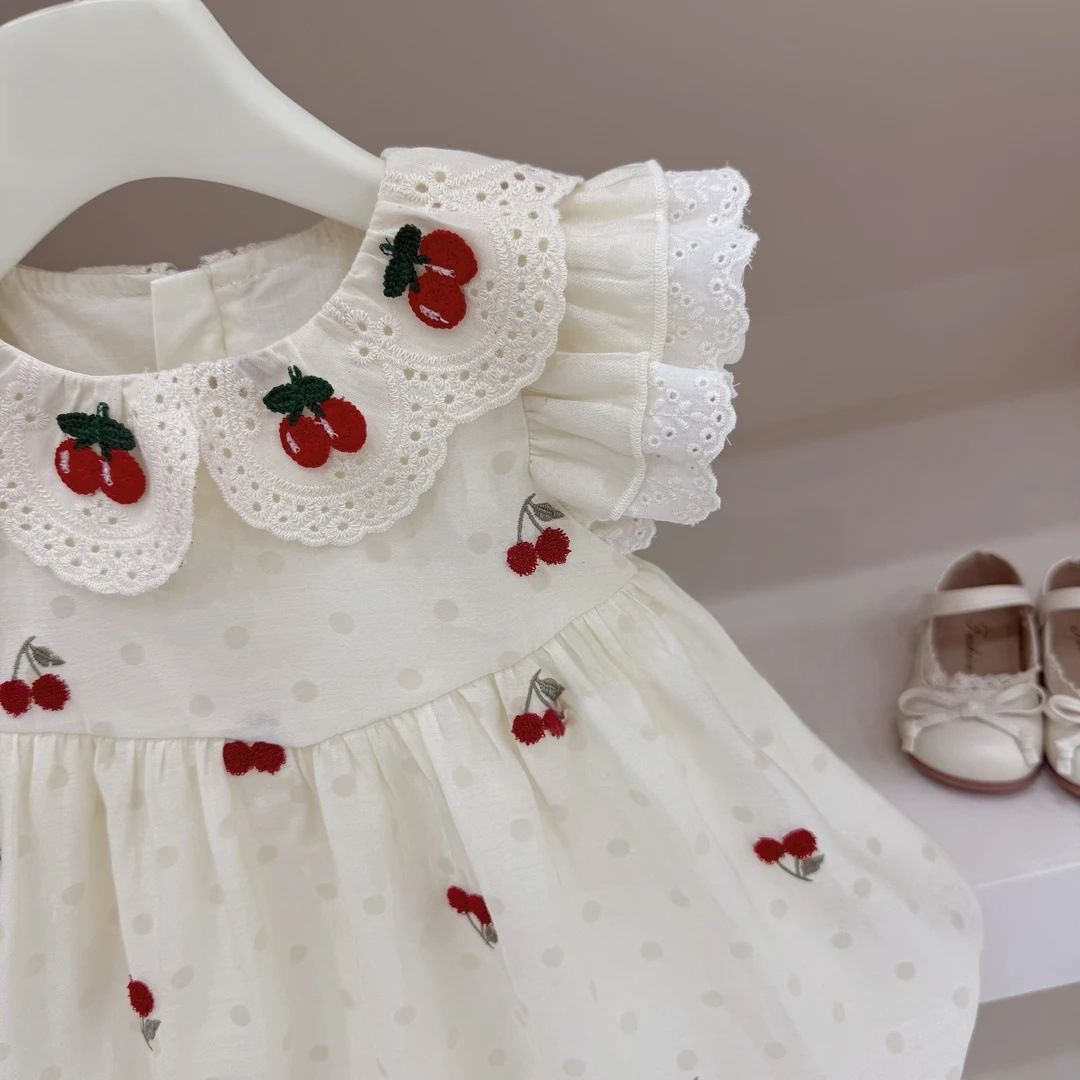 Limón salado siete niñas súper leche cereza vestido floral tesoro femenino estilo extranjero capullo vestido de princesa vestido de verano de bebé