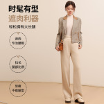 2025秋冬新款绵羊毛醋纤高腰窄版直筒裤女小个子气质通勤显瘦长裤