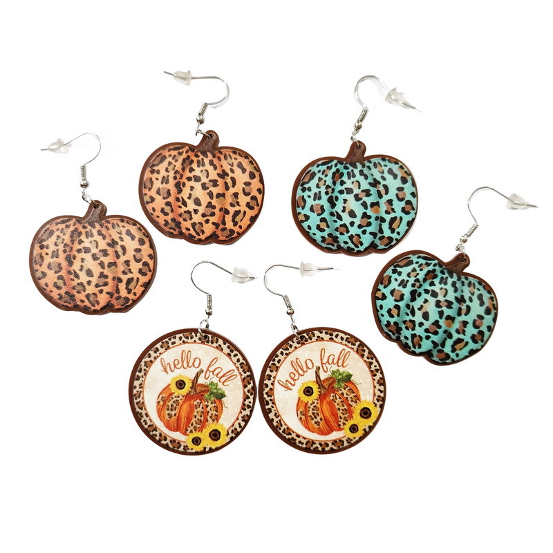 1 Pair Funny Pumpkin Printing Arylic Drop Earrings display picture 3