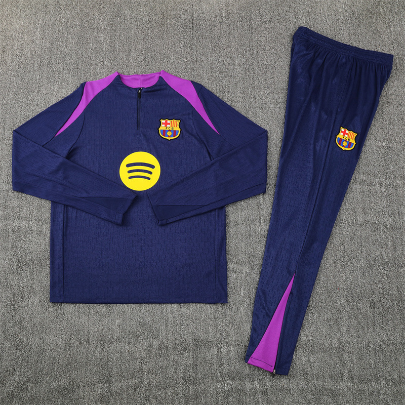 25-26 Barcelona Club Half-Zip Long Sleeve Adult and Children's Football Training Set Printed Jersey