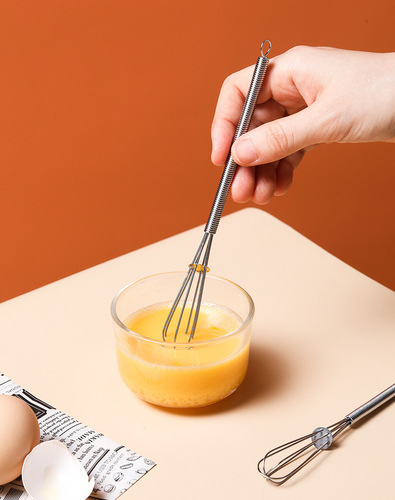 Japanese stainless steel mini spring handle manual egg whisk, small egg mixer, cream whipper