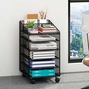 Office File Rack Floor Bookshelf Layered Storage Rack Multi-layer Movable Wheeled Cart Under-table Storage Cabinet
