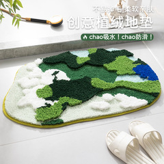 Light Luxury Moss Flocked Carpet Rugs Bath Mat Anti-Slip Absorbent Mat Soft Ultra-Fine Fiber Door Mat Wholesale