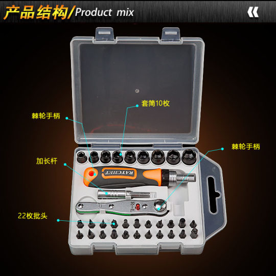 Household Multi-function Ratchet Wrench Socket Auto Repair Home Appliances Integrated Screwdriver Set Electric Vehicle Repair Tool