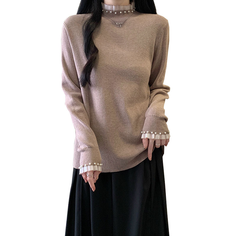 (2개) 플러스 사이즈 여자 2024 가을 | 겨울 새로운 서양식 니트 스웨터 탑 통통녀 느슨한 슬리밍 올 매치 스웨터베이스 셔츠