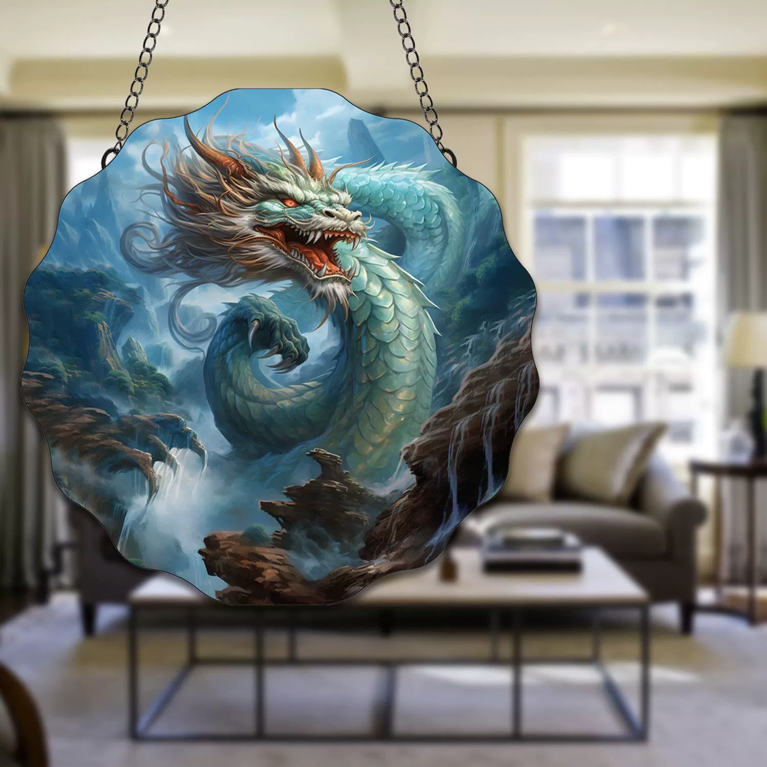 Новый акриловый кулон с волнистым принтом в стиле витражей, украшение для окна, подвеска для украшения стены