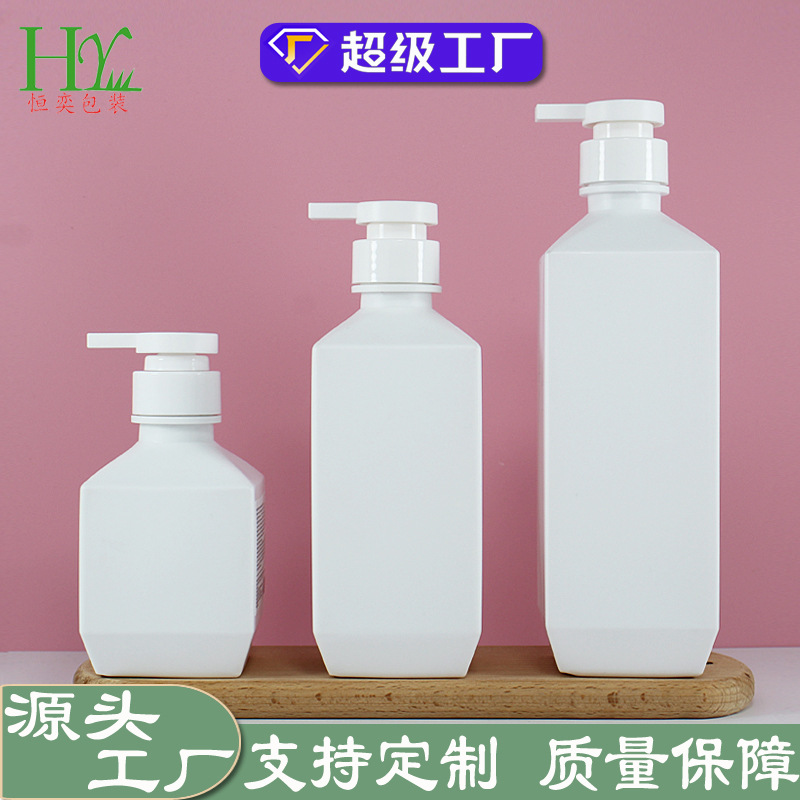300ml500mlPE四方乳液按压式沐浴露瓶洗发水分装瓶750ml洗手液瓶