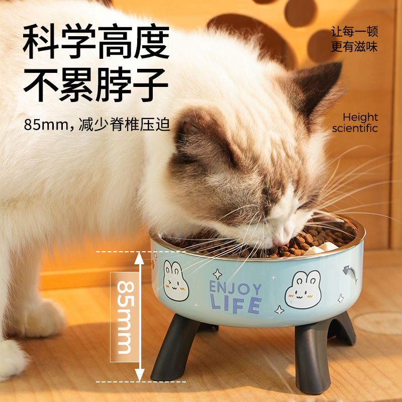 Nuevo gato cuello de cuello de protección de cuello de gatos, cuenco de acero inoxidable para mascotas, cuenco de perros antideslizante, cuenco de perros, suministros de cuenca para perros