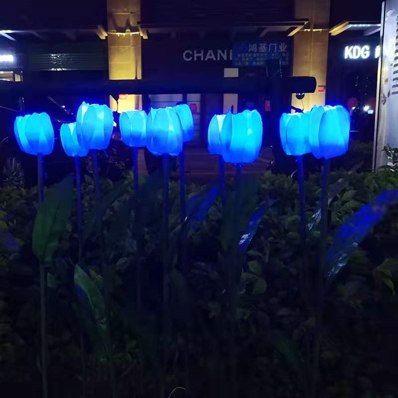 LED 바닥 꽃꽂이 튤립 잔디 램프 시뮬레이션 발광 식물 장미 바닥 램프 야외 조명 조경 램프
