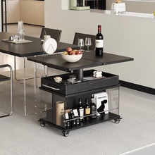 可升降折叠茶几实木小户型客厅家用边几可移动沙发边柜茶桌小推车