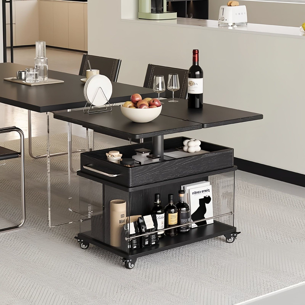 可升降折叠茶几实木小户型客厅家用边几可移动沙发边柜茶桌小推车