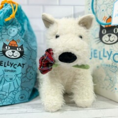英国ジェリーキャット モンロー スコティッシュテリア ぬいぐるみ ウエストハイランドテリア ローズフラワー ショートファー