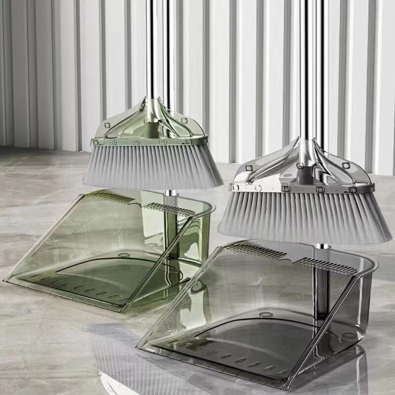 Transparent Broom and Dustpan Set, Two-Piece Soft Bristle Broom for Sweeping, Household Dustpan for Hair Collection Transparent Broom and Dustpan Set, Two-Piece Soft Bristle Broom for Sweeping, Household Dustpan for Hair Collection