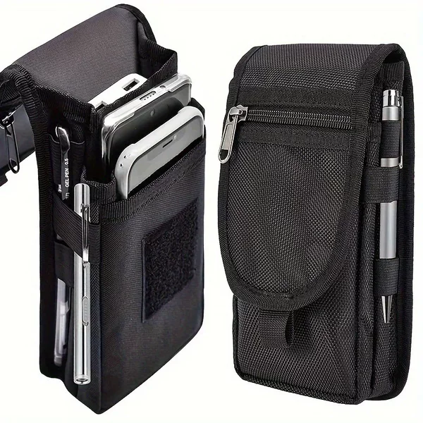 Cross-Border Outdoor Leisure Nylon Wear-Resistant Waist Bag Mobile Phone Bag Three-Compartment Layered Design Pen Pocket Storage Unisex