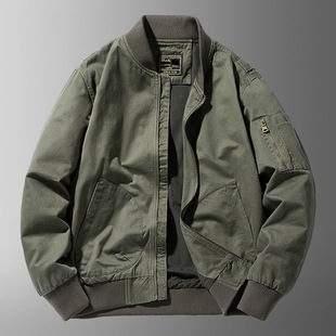 Men's Jacket Spring New Fashion Loose Military Green Jacket Baseball Collar Pure Cotton Casual Jacket Men's Clothes