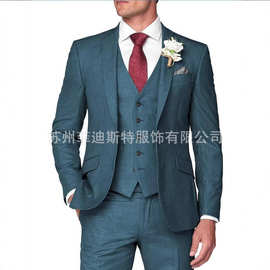 西装男士套装三件套韩版修身款商务宴会主持服装套装西服欧美外贸