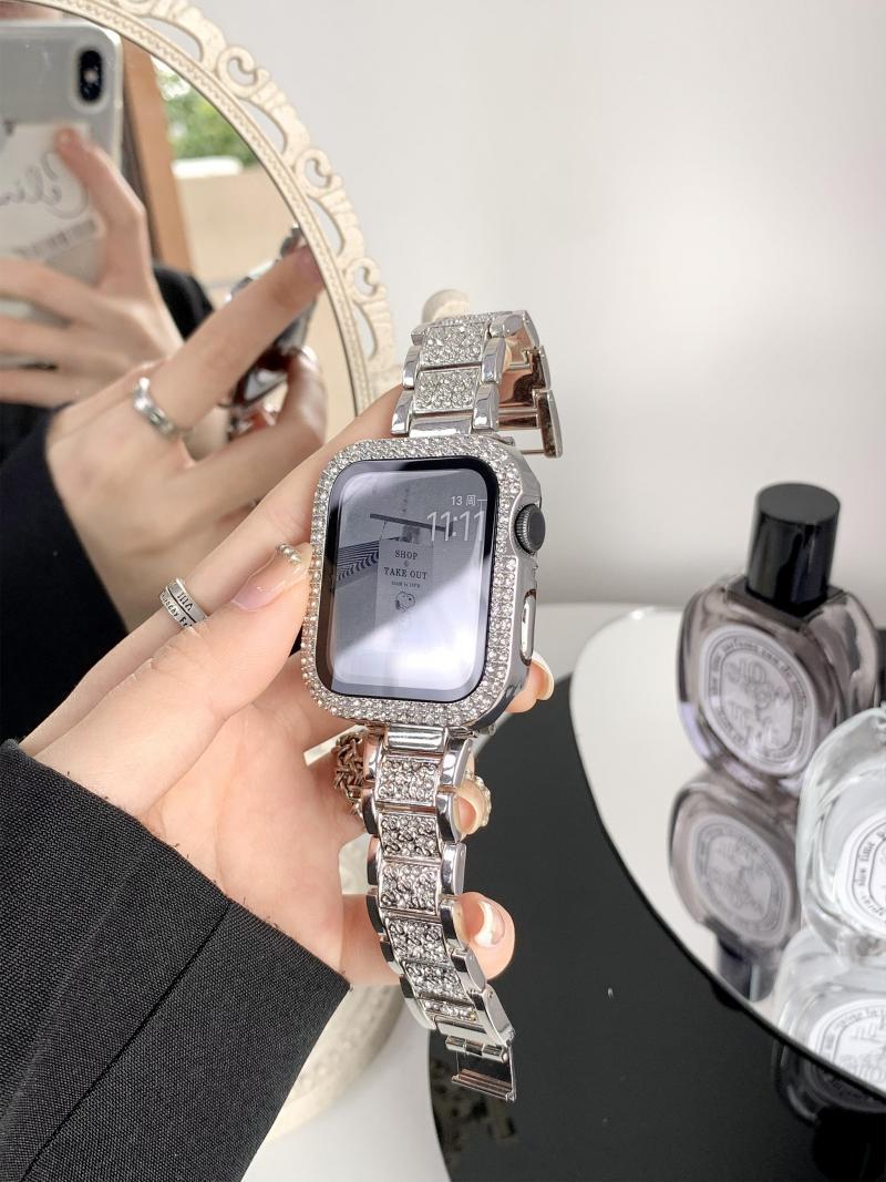 适用于苹果手表iwatch6se5432壳膜一体保护套applewatch7双排钻壳|ru