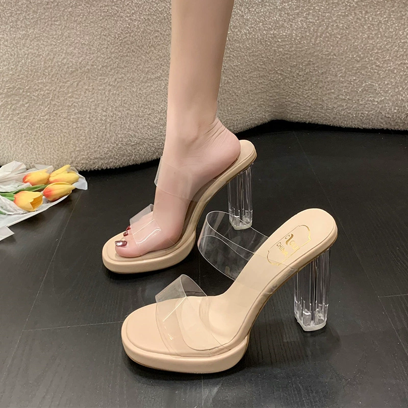 High slippers, summer footwear, fashionable shoes high heels, bright catchy style