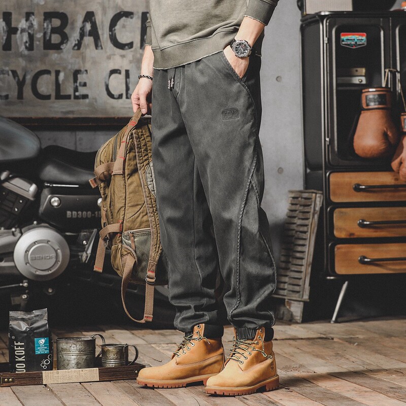 Trendy Men's Cargo Pants with a Heavy Design, Loose Harem Casual Pants, American Retro Lumberjack Jogger Pants