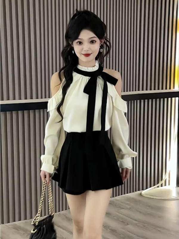 法式一整套穿搭时尚套装女秋季2025新款系小个子衬衫+短裙两件套|undefined